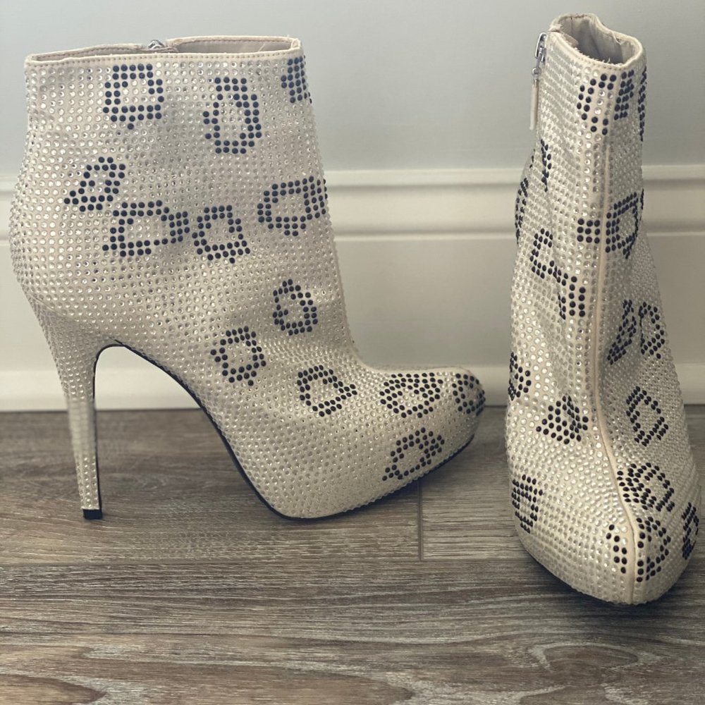 Report Signature Black & White Crystal Stud Bootie
